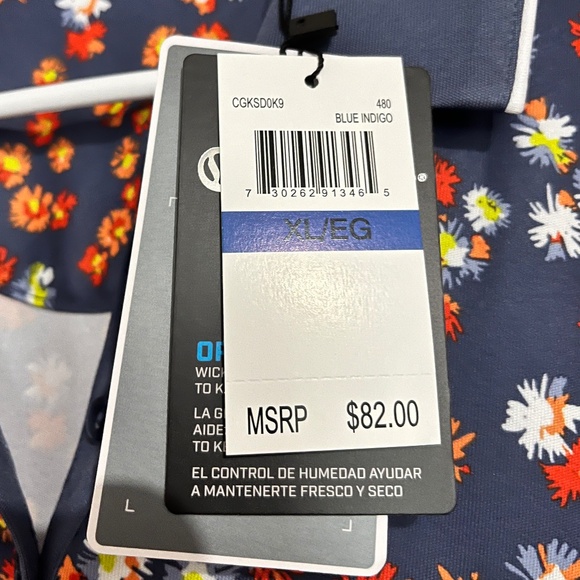 Callaway Blue Indigo Multi Floral Print Golf Shirt Sun Protection Fabric Sz- XL - Picture 5 of 9